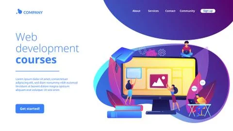 Web development courses concept landing page 스톡 일러스트