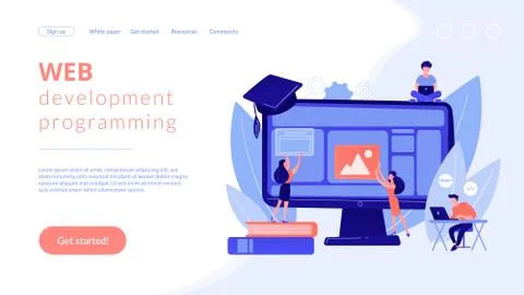 Web development courses concept landing page Stock Illustration