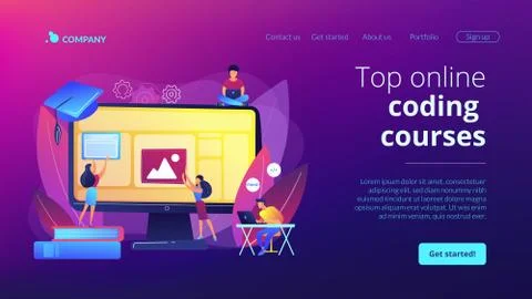 Web development courses concept landing page 스톡 일러스트
