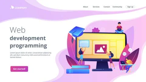 Web development courses concept landing page 스톡 일러스트