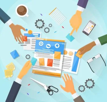 Web Development Create Design Site Building Team People Illustrazione stock