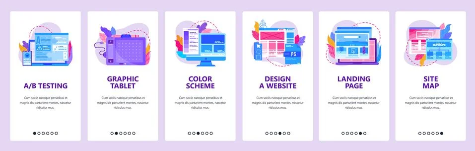 Web development, digital graphic tablet, wireframe, sitemap. Mobile app Stock Illustration