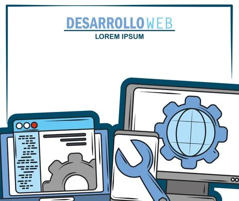 Web development digital software computer mobile coding setting support Stock Illustration