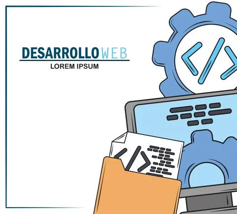 Web development digital software folder setting code computer Stock Illustration