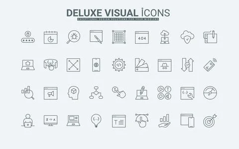 Web development, editing content, creating design, software code testing line Stock Illustration