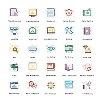 Web Development Flat Icons Pack 스톡 일러스트