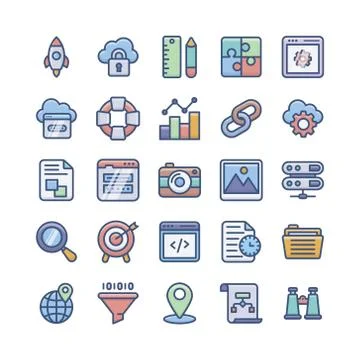 Web Development flat Icons Pack Stock Illustration