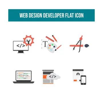 Web development flat icons vector 스톡 일러스트