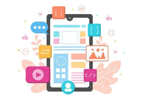 Web Development Flat Illustrations for Websites, Programming, Mobile Applicat Illustrazione stock