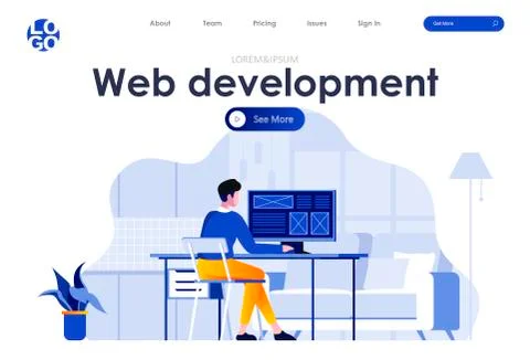 Web development flat landing page Stock Illustration