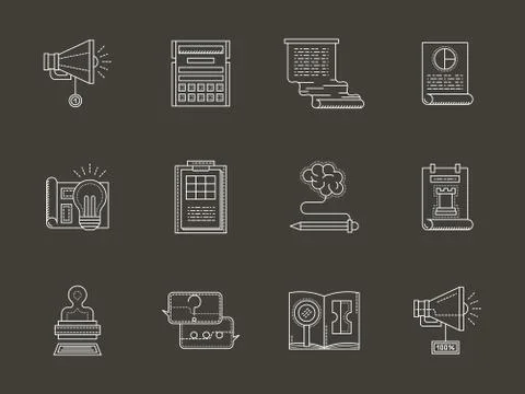 Web development flat white line vector icons Illustrazione stock