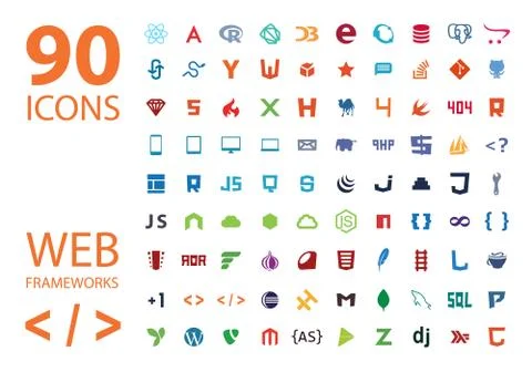 Web development framework icon set vector illustration Stockillustratie