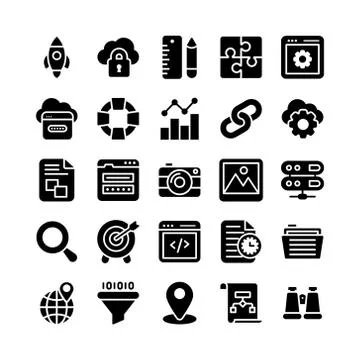 Web Development Glyph Icons Pack Stock-Illustration