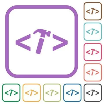Web development with hammer simple icons Stock Illustration