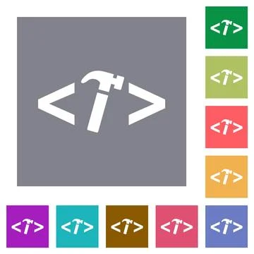 Web development with hammer square flat icons イラスト素材