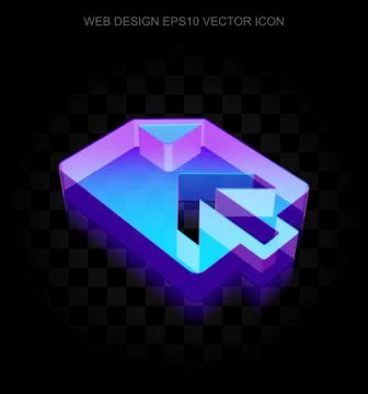 Web development icon: 3d neon glowing Upload made of glass, EPS 10 vector Stock Illustration