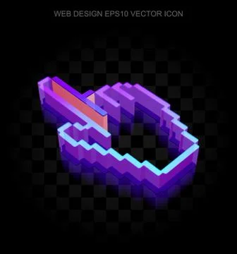 Web development icon: 3d neon glowing Mouse Cursor made of glass, EPS 10 vector Stock Illustration