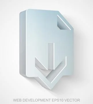 Web development icon: extruded Metallic Download, EPS 10 vector Stock Illustration