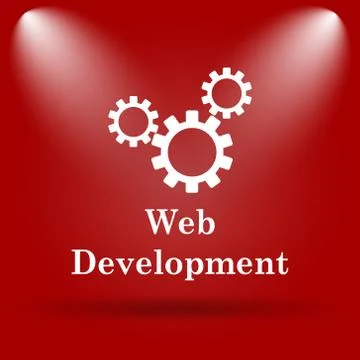Web development icon. Flat icon on red background.. Stock Illustration