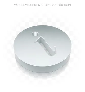 Web development icon: Flat metallic 3d Information, transparent shadow, EPS 10 Stock Illustration