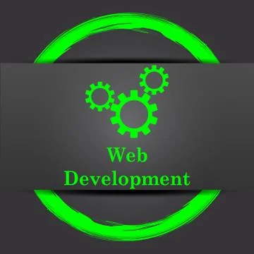 Web development icon. Internet button with green on grey background.. Ilustración de archivo
