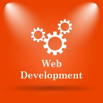Web development icon. Internet button on orange background.. Ilustración de archivo