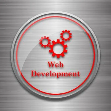 Web development icon. Internet button on metallic background.. Ilustración de archivo