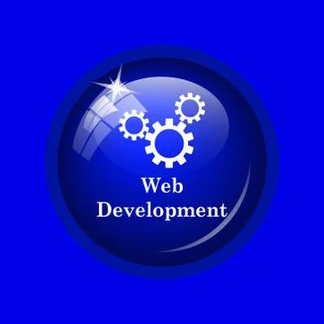 Web development icon. Internet button on blue background. . Ilustración de archivo