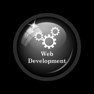 Web development icon. Internet button on black background. . Ilustración de archivo