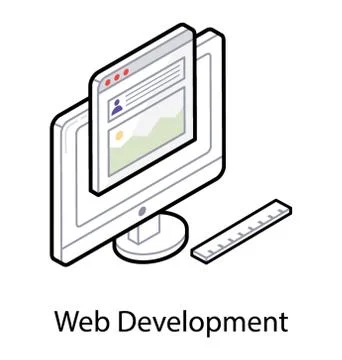 Web development icon in isometric design. 스톡 일러스트