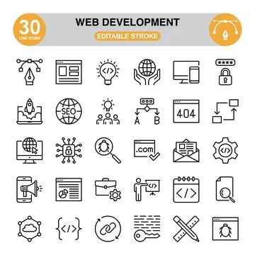 Web Development Icon Set. Editable Stroke Stock Illustration