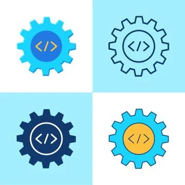 Web development icon set in flat and line style Stock Illustration