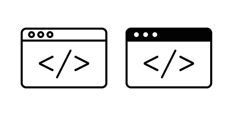 Web development icon thin line and clipart style vector set 库存插图