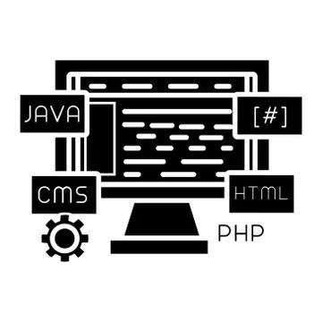 Web development icon, vector illustration, black sign on isolated background Illustrazione stock