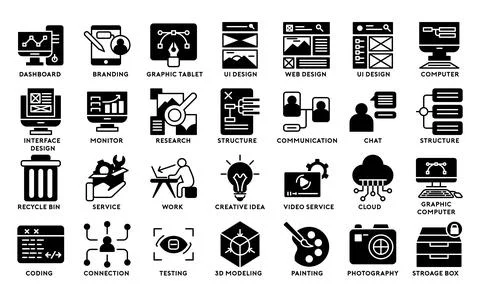 Web Development icons glyph icon set.Vector illustration イラスト素材
