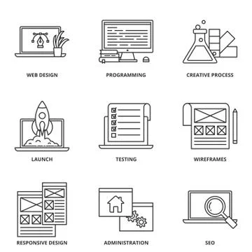Web development icons set Stock Illustration