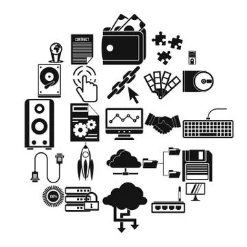Web development icons set, simple style 스톡 일러스트