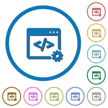 Web development icons with shadows and outlines Stock Illustration