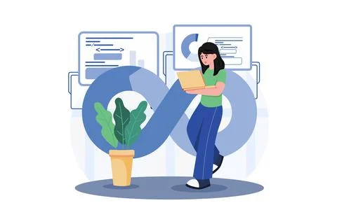 Web Development Illustration concept. A flat illustration isolated on white.. 스톡 일러스트