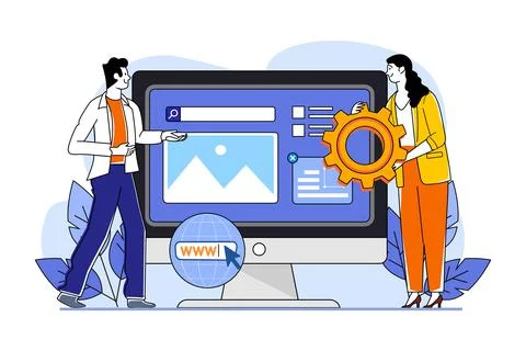 Web Development Illustration concept on white background Stock Illustration