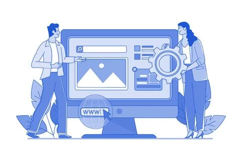 Web Development Illustration concept on white background 스톡 일러스트