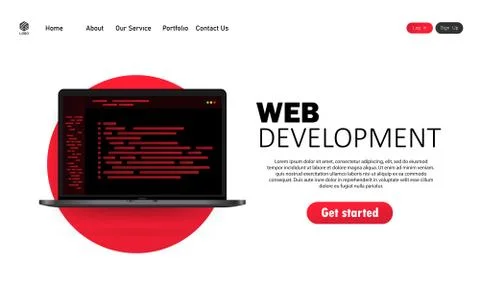 Web development illustration. Flat design concepts for analysis, coding, prog Stock Illustration
