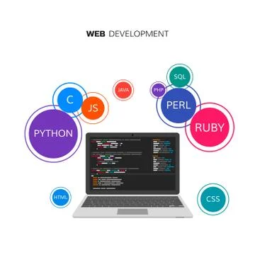 Web development infographic. Programming and coding concept. Stock-Illustration