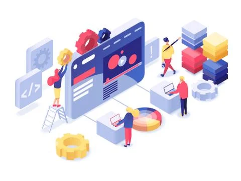 Web development isometric illustration イラスト素材