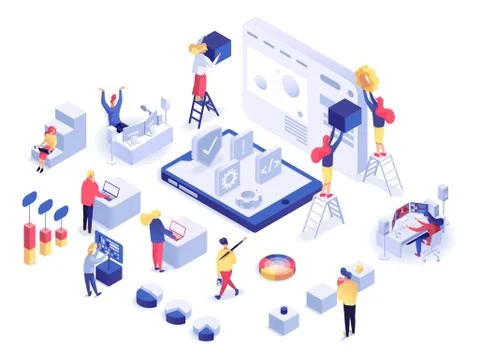 Web development isometric illustration Stock Illustration