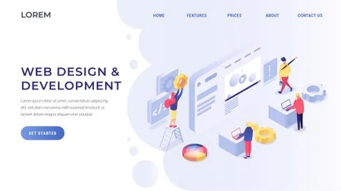Web development isometric illustration 스톡 일러스트