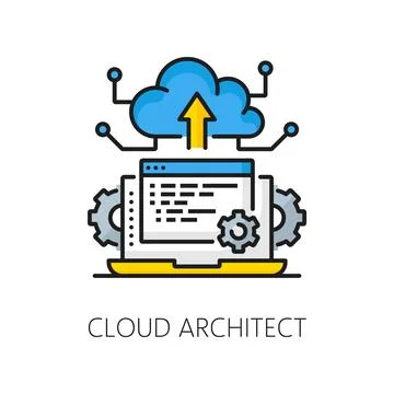 Web development, IT cloud architect line icon イラスト素材