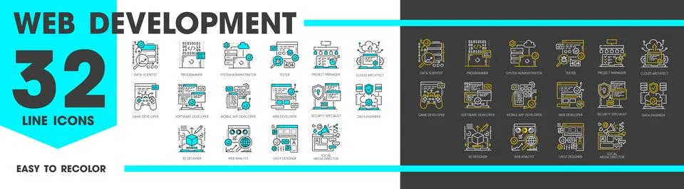 Web development, IT specialist career, job vacancy Illustrazione stock