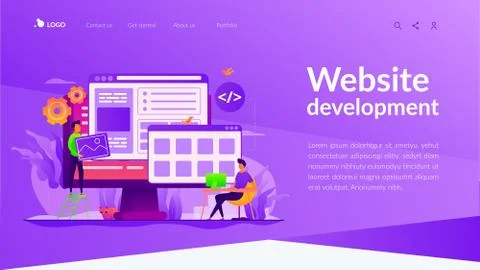 Web development landing page template Stock Illustration