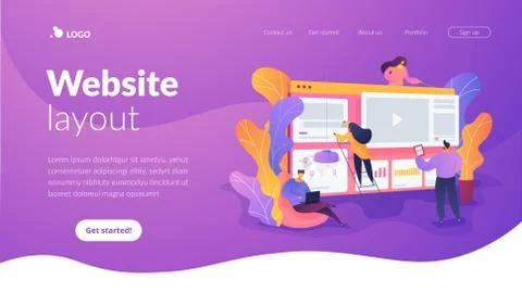 WEB development landing page template. Stock Illustration